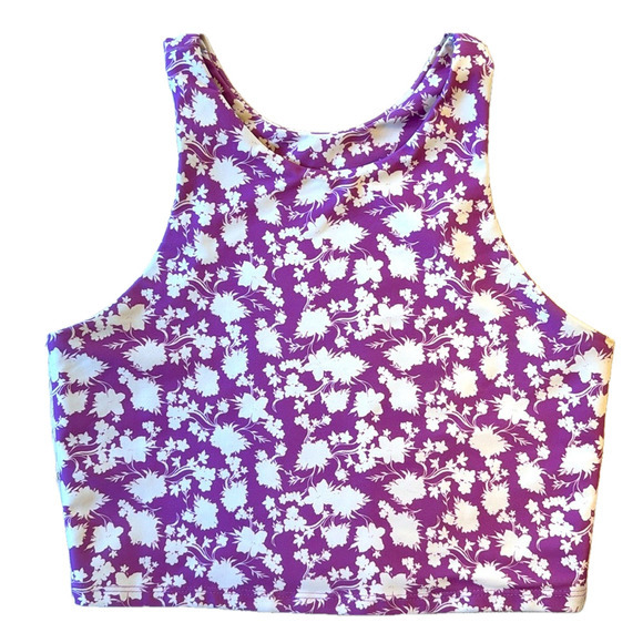 BECCA Tops - Becca Floral Athletic Top Sports Bra Purple and White‎ Size M